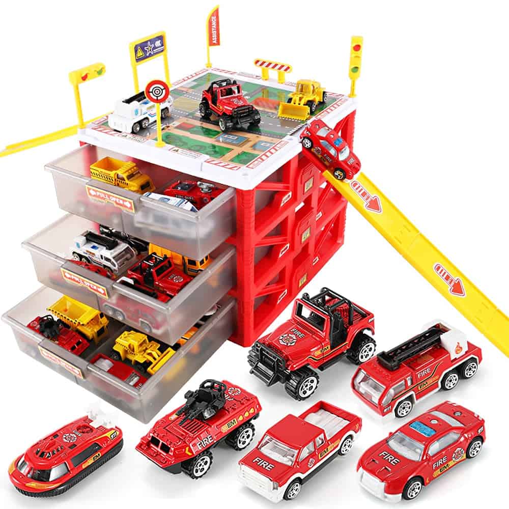 Garaje Coches Juguete Estacionamiento Para Coches Pequeños De Bomberos