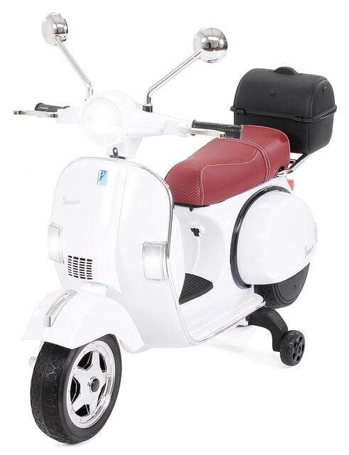 Moto Electrica Bebe Scooter Blanco Asiento De Cuero Confort